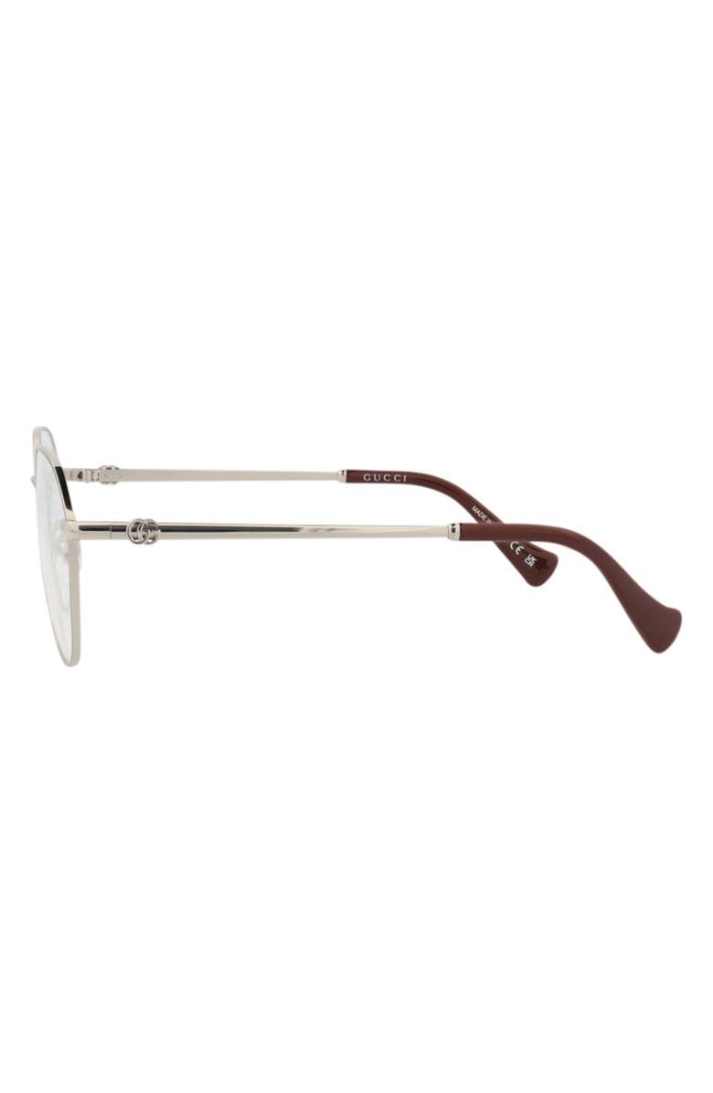 Gucci 54mm Round Optical Glasses, Alternate, color, Silver Silver Transparent