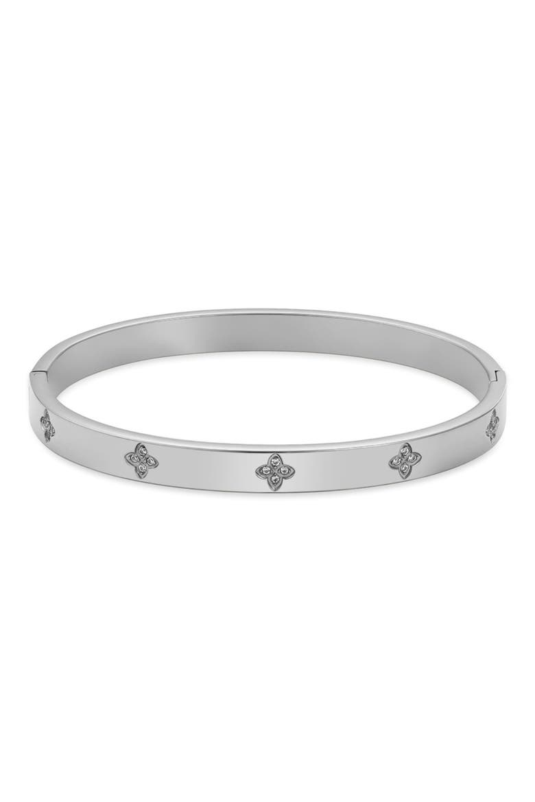 Tarnish Resistant Cubic Zirconia Bangle Bracelet, Main, color, SILVER