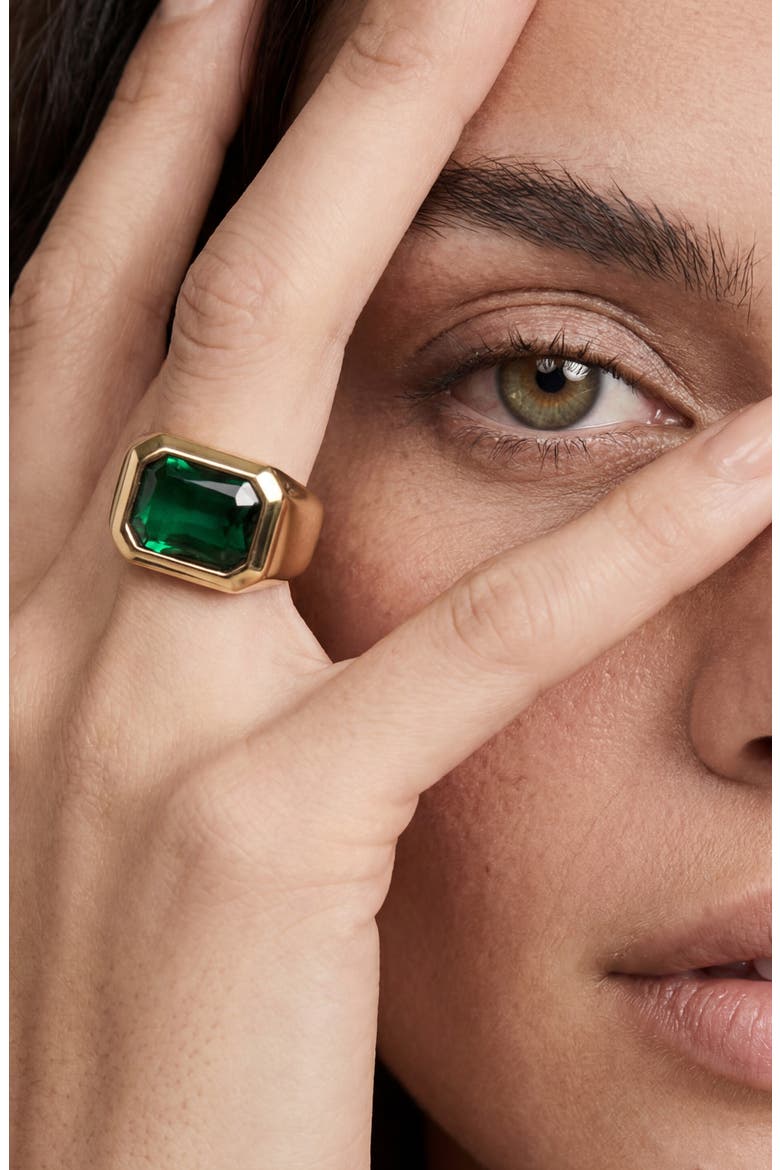 Crystal Signet Ring, Alternate, color, GREEN
