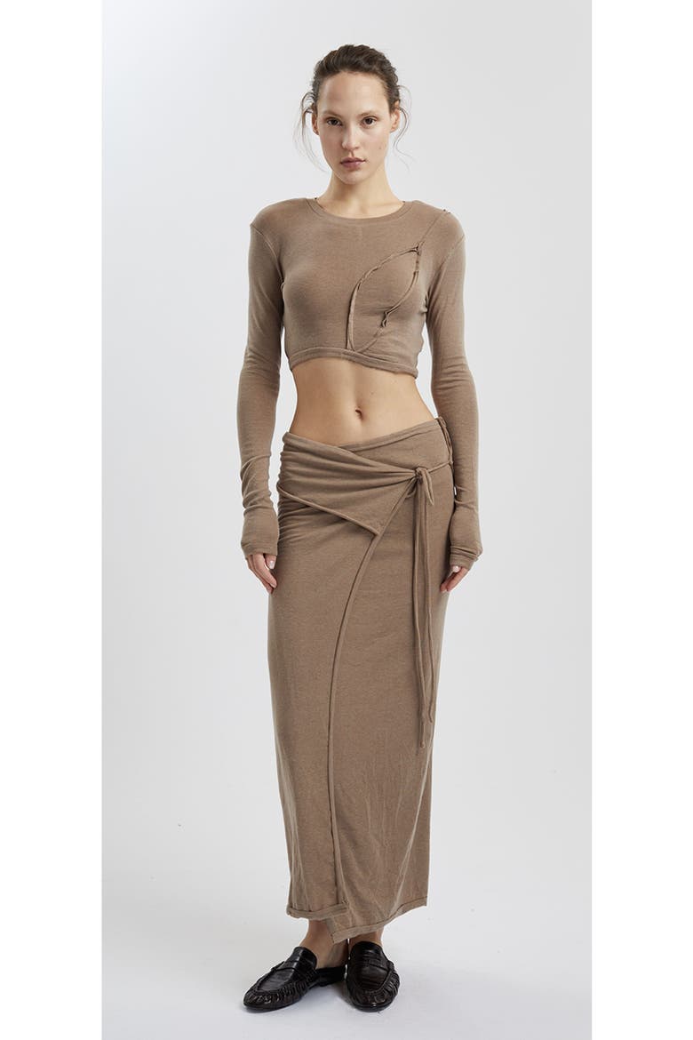Papper Wrap Skirt, Alternate, color, BROWN