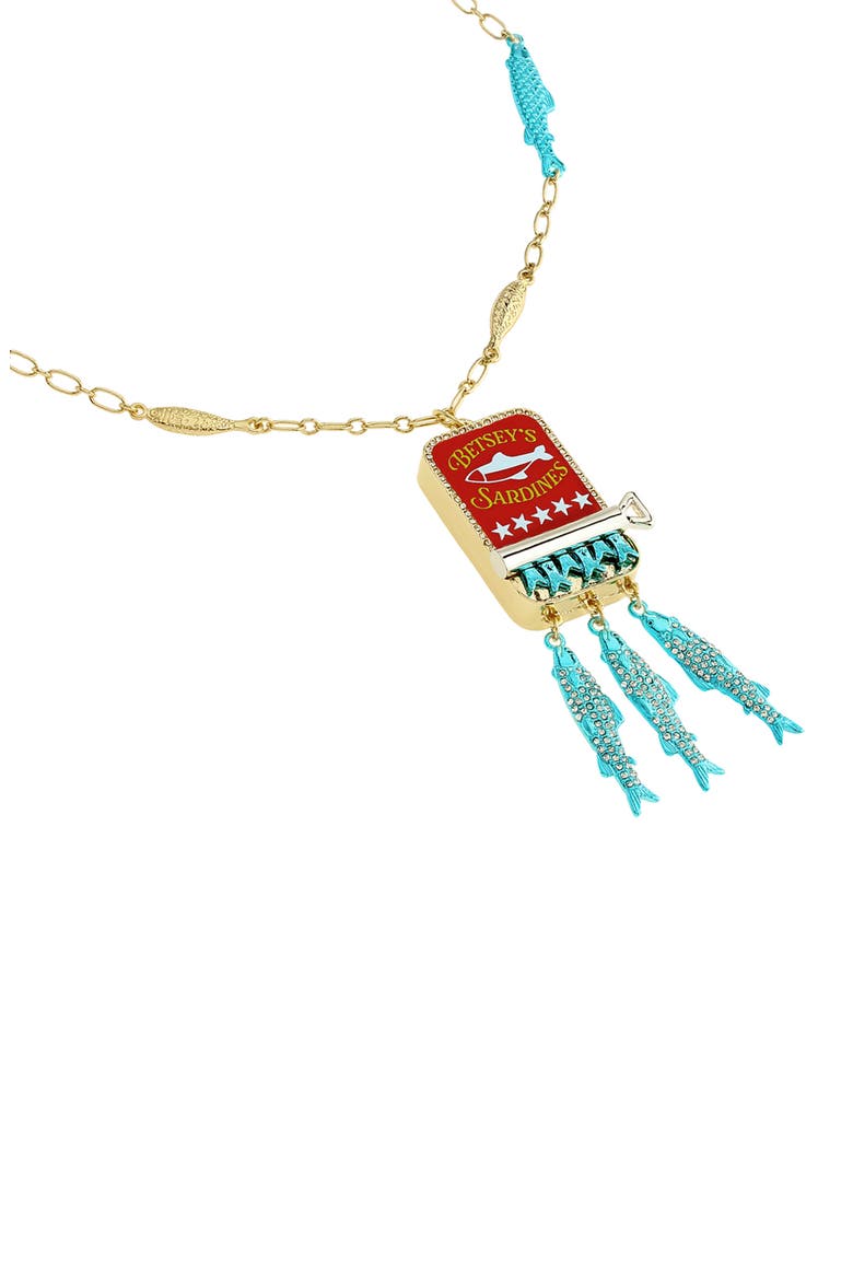 Sardines Pendant Necklace, Alternate, color, BLUE