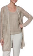 Donna Karan New York Grid Pattern Metallic Cardigan