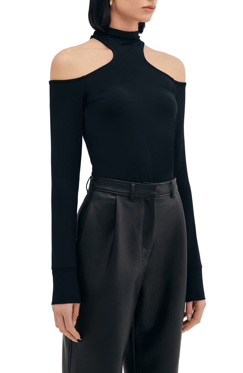 Marcella Teagan Cold Shoulder Long Sleeve Shirt, Alternate, color, Black