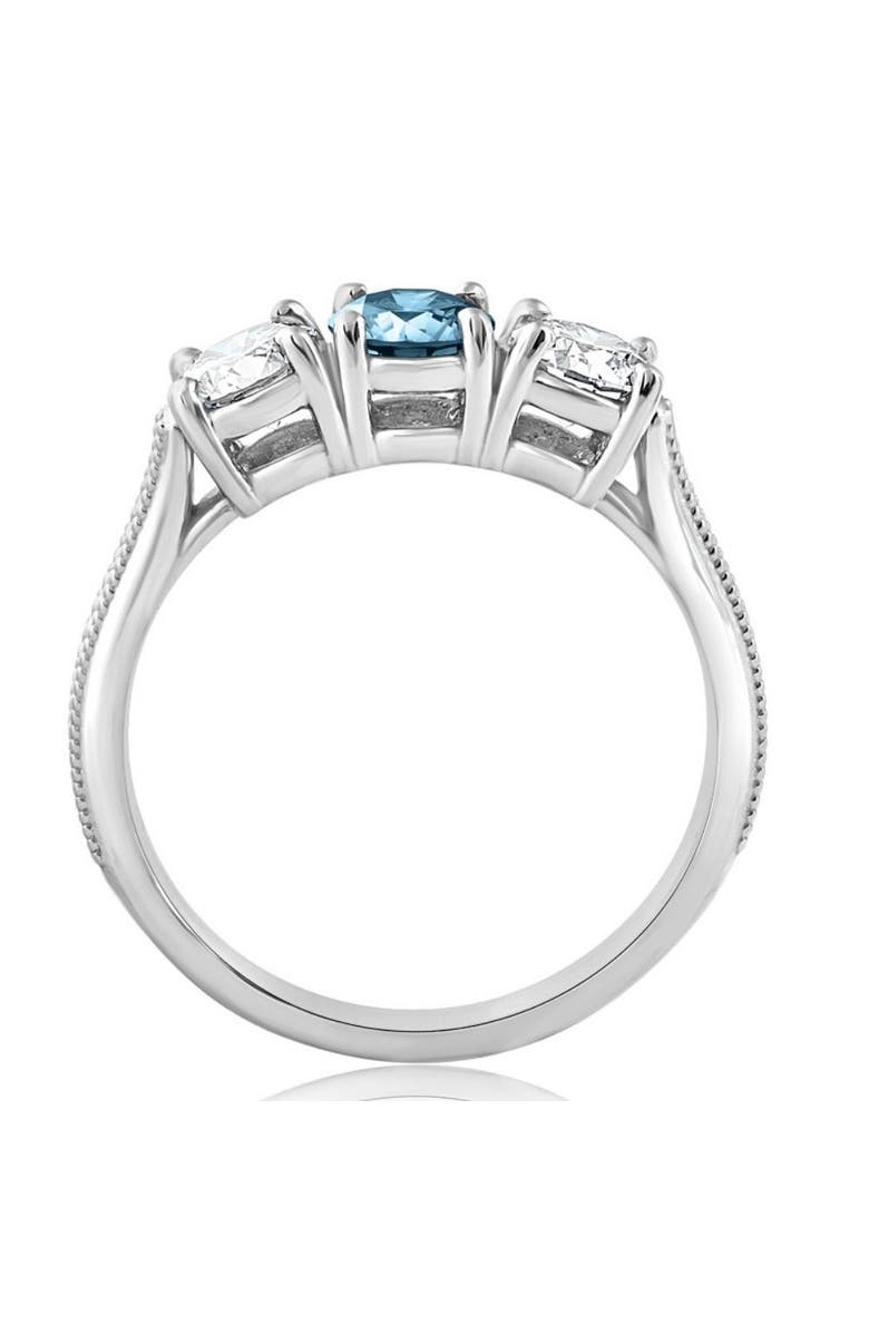 Bliss Diamond 1 1/2Ct Blue Diamond 3-Stone Accent Engagement Ring in Gold Lab Grown, Alternate, color,