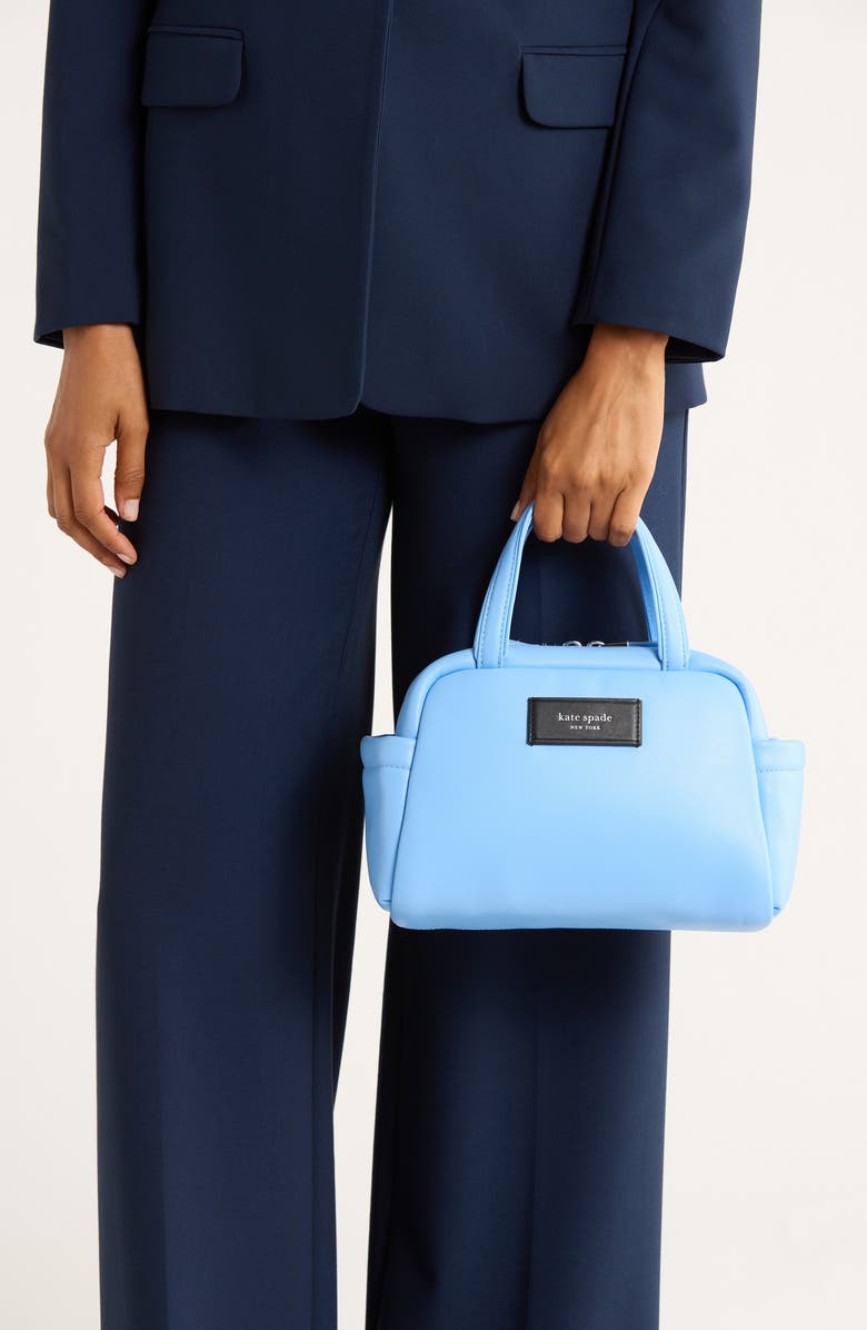 Kate Spade New York puffed leather satchel bag, Alternate, color, Astral Blue