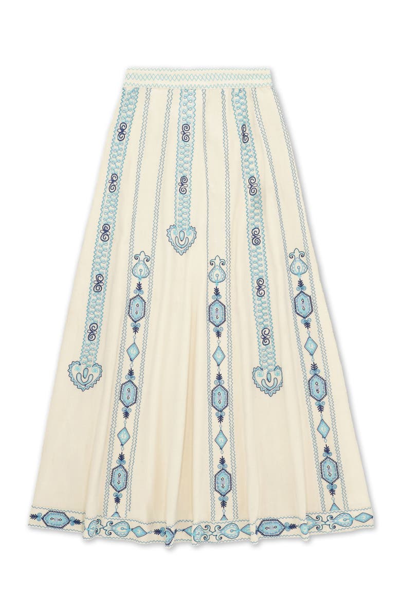 Fortela Nicea Bi-Color Embroidery Skirt, Alternate, color, Off White