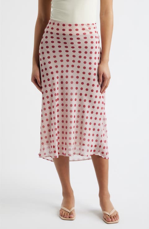 The Lawson Polka Dot Chiffon Midi Skirt
