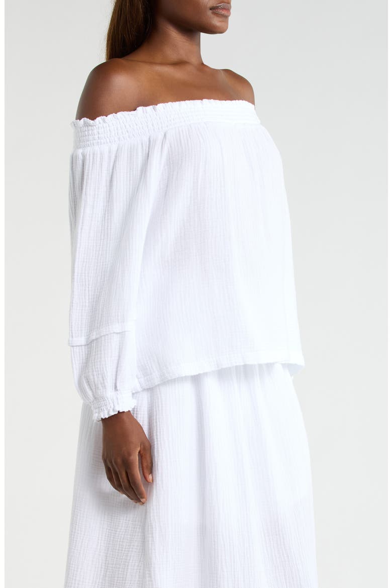 Adele Off the Shoulder Cotton Top, Alternate, color, WHITE