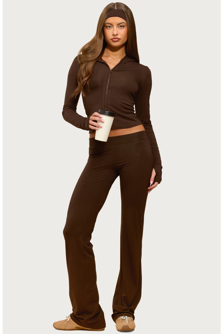 Callan Crop Zip Hoodie, Alternate, color, BROWN