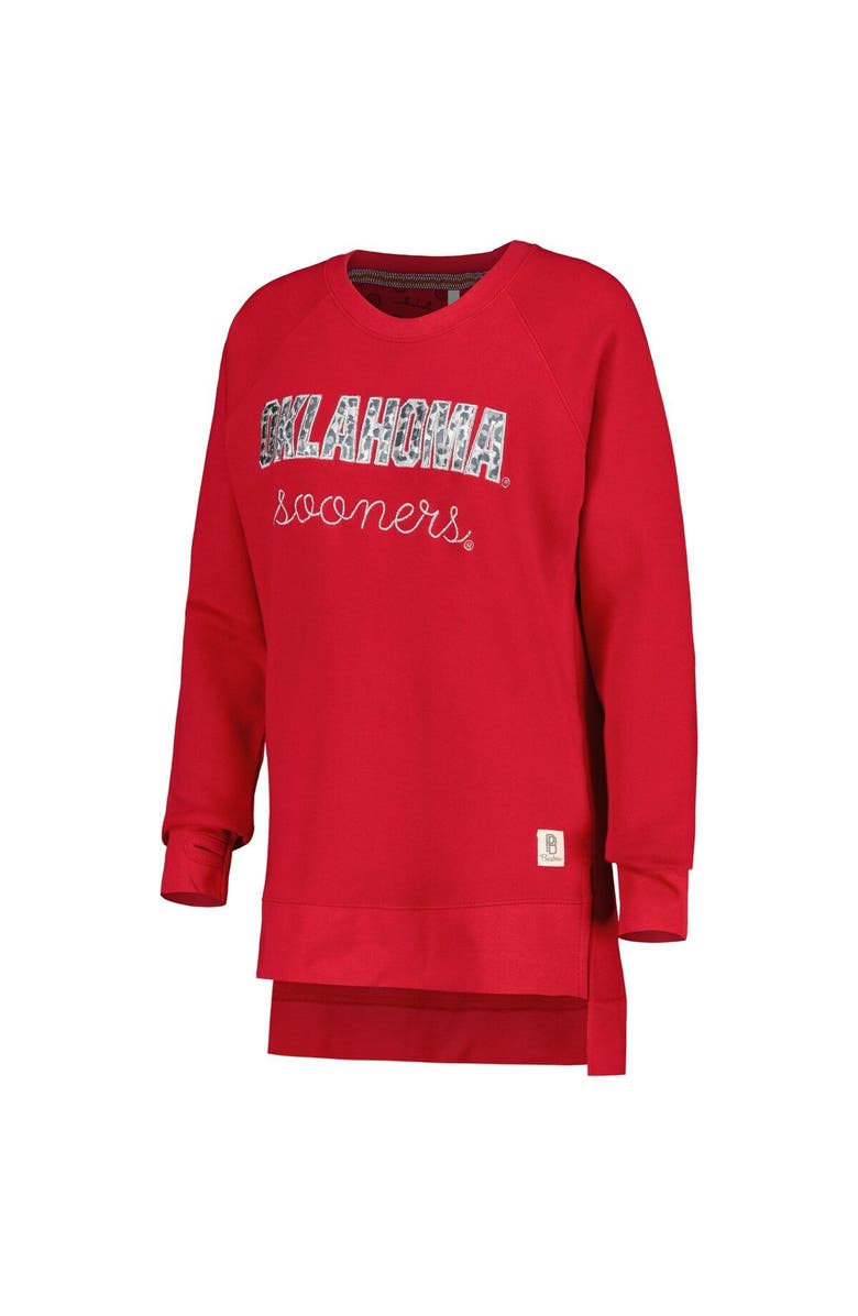 PRESSBOX Women's Pressbox Crimson Oklahoma Sooners Steamboat Animal Print Raglan Pullover Sweatshirt, Alternate, color, Crimson