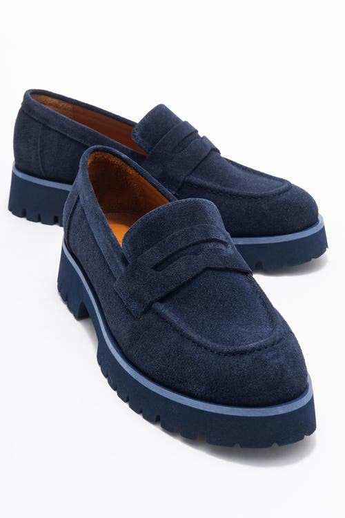 Forever & Always Shoes Vionel Leather Loafer In Blue
