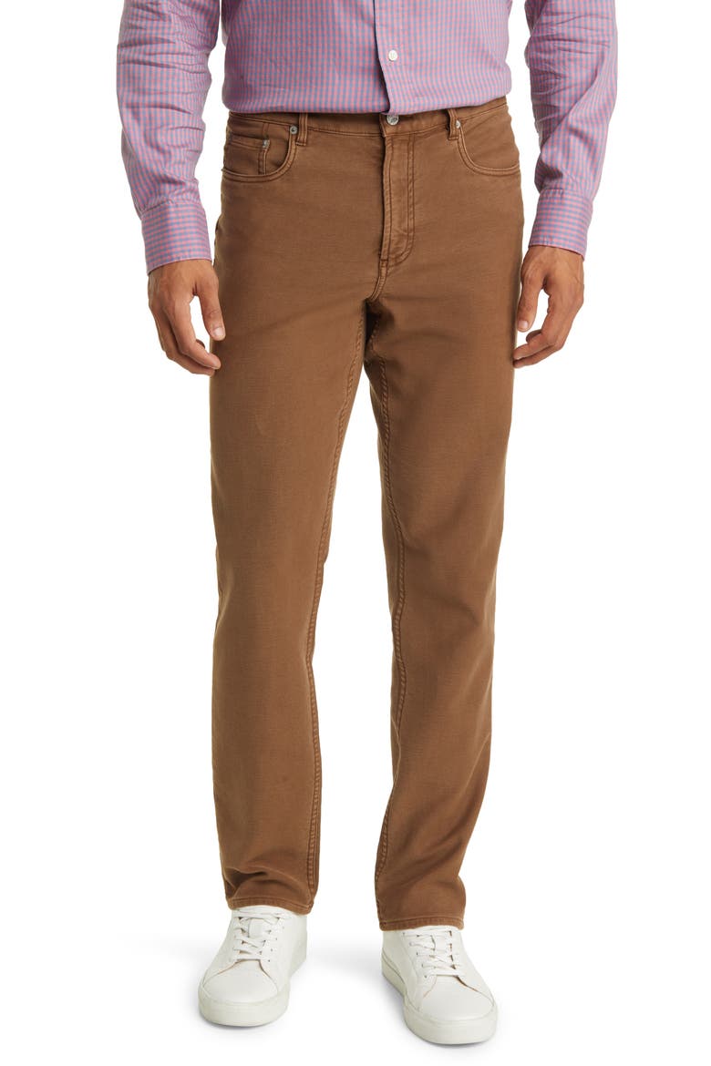 Stretch Terry Slim Straight Leg Five-Pocket Pants, Main, color, BARK BROWN
