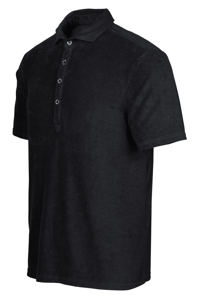 Myrtos Velour Cover-Up Polo, Alternate, color, BLACK