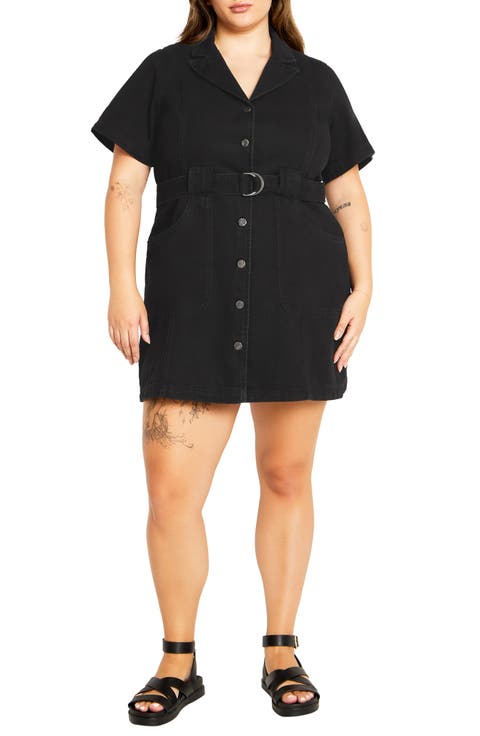 Melina Belted Denim Minidress (Plus)