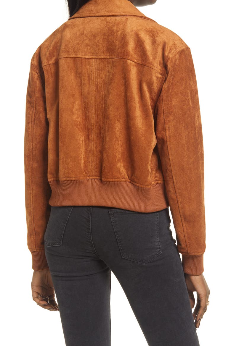 Faux Suede Bomber Jacket, Alternate, color, TAKE FLIGHT