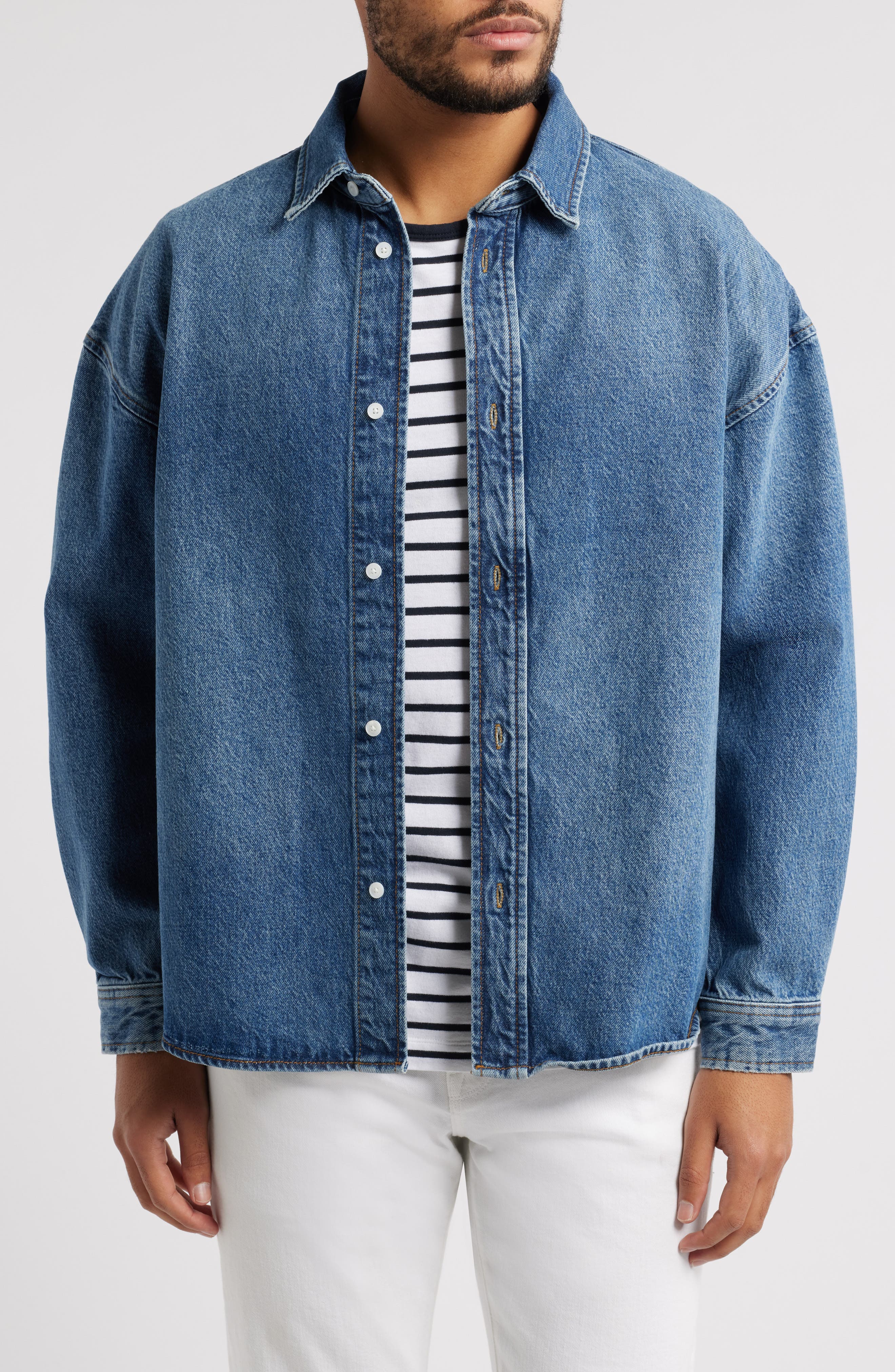 FRAME Relaxed Fit Heavyweight Denim Button-Up Shirt
