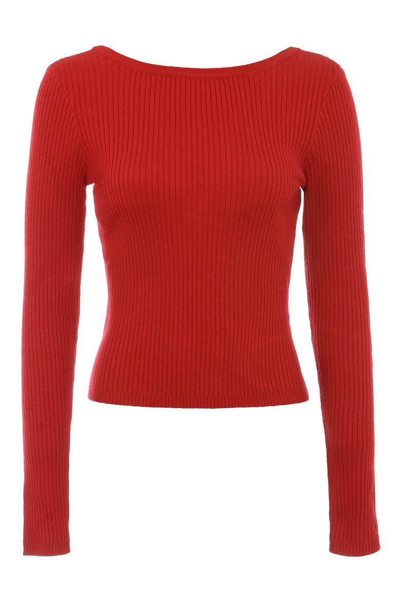 Sula Bow Back Rib Sweater, Alternate, color, BLOOD RED
