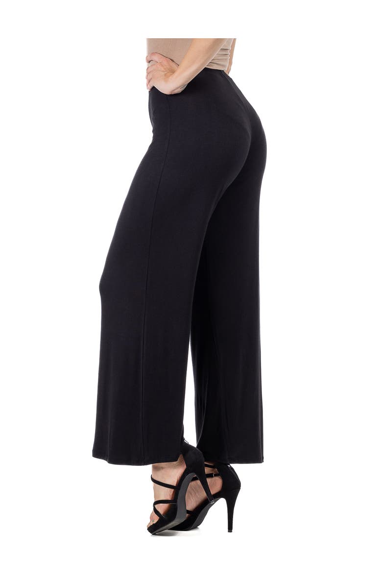 24seven Comfort Apparel Comfortable Solid Color Palazzo Pants, Alternate, color, Black