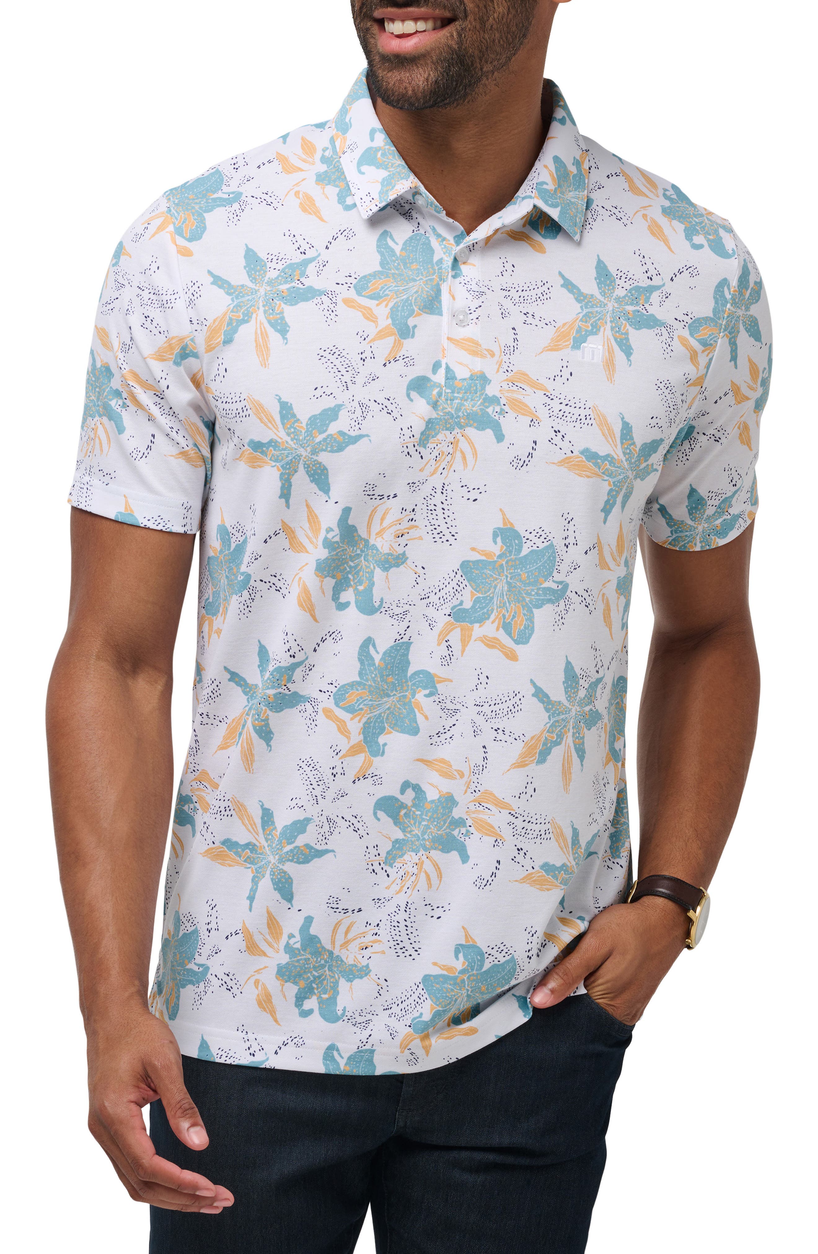 TravisMathew Paradise Peak Floral Cotton Blend Polo