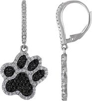FZN Paw Cubic Zirconia Huggie Drop Earrings