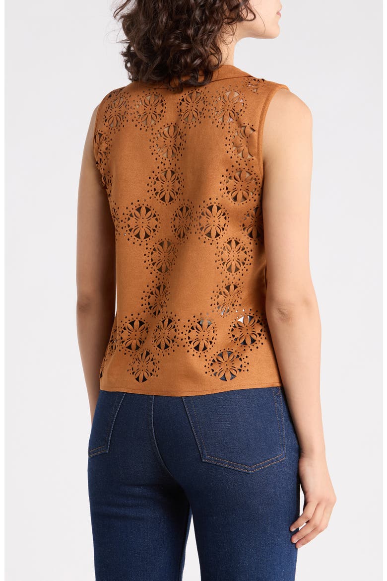 Laser Cut Circle Faux Suede Tank, Alternate, color, CAMEL