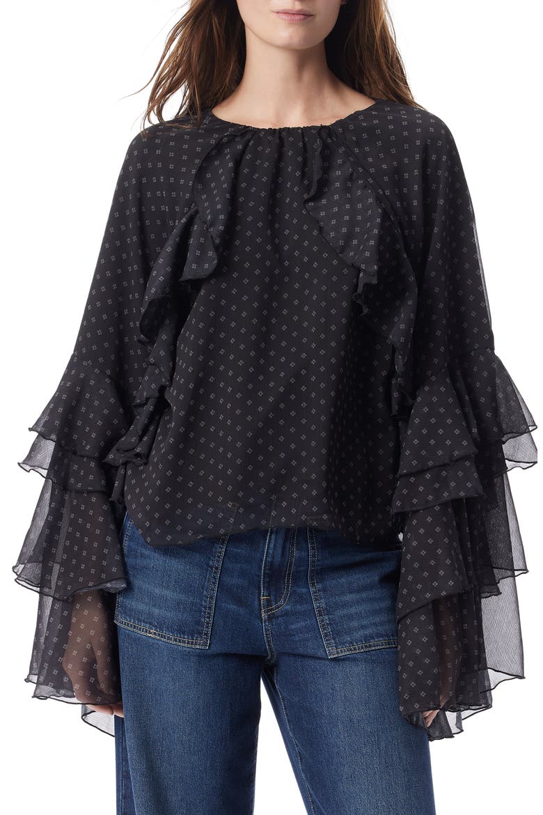 Jovanna Ruffle Top, Main, color, BLACK-FOULARD