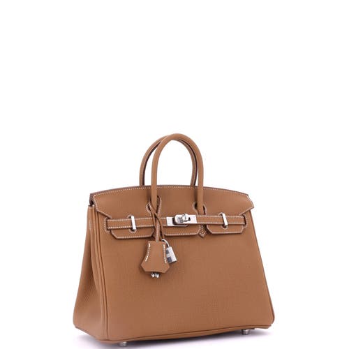 Pre-owned Hermes  Hermes Birkin Handbag Brown Togo With Palladium Hardware 25 In Gold