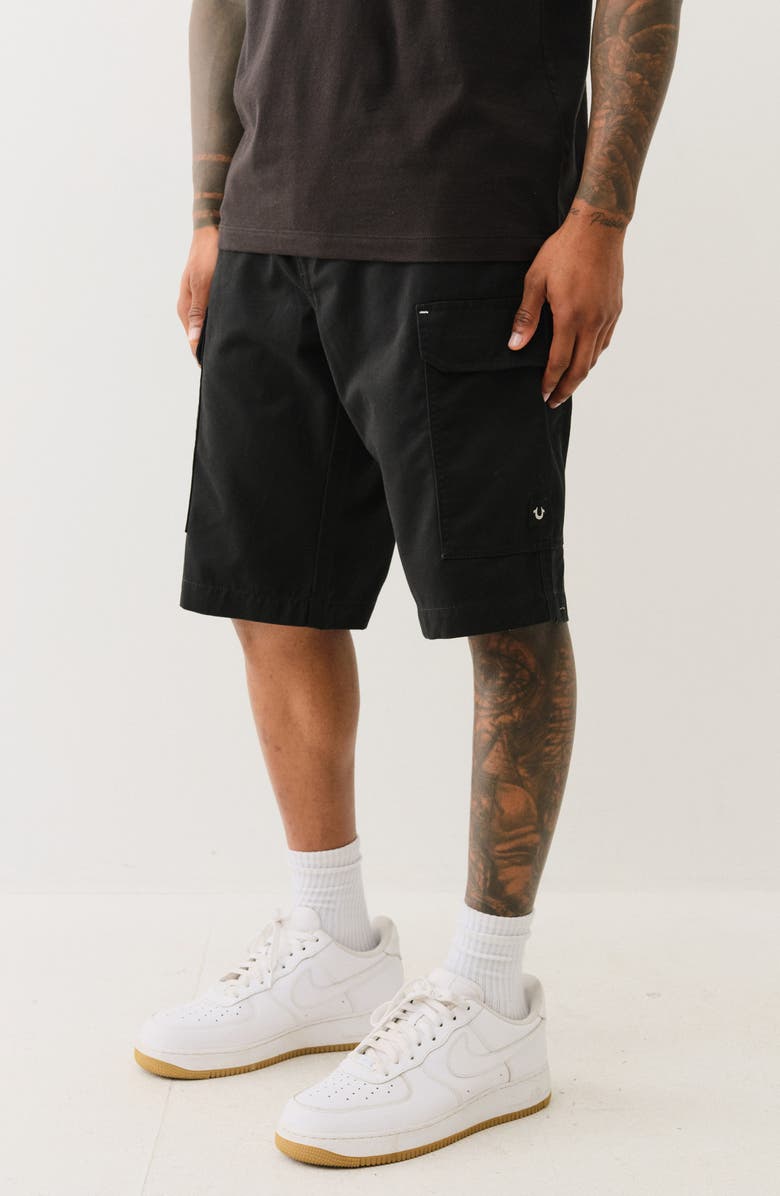 True Religion Logo Belt Cargo Shorts, Alternate, color,