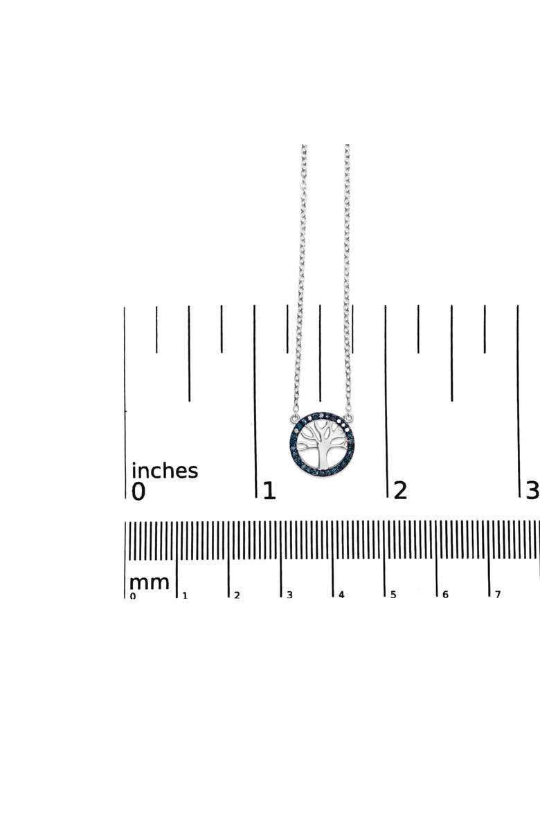 Haus of Brilliance Silver 1/6 Cttw Blue Diamond Tree of Life and Circle Pendant Necklace, Alternate, color, White
