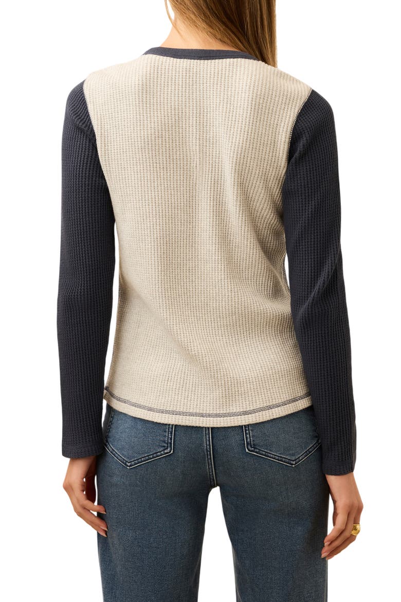 Apres Colorblock Long Sleeve Waffle Knit Top, Alternate, color, LIGHT GREY VARSITY
