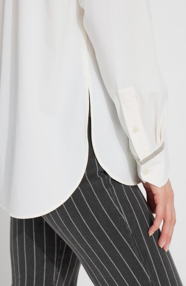 Lysse Stasia Micro Beaded Button-Up Shirt, Alternate, color, Off White