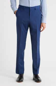 BOSS Virgin Wool Blend Flat Front Dress Pants