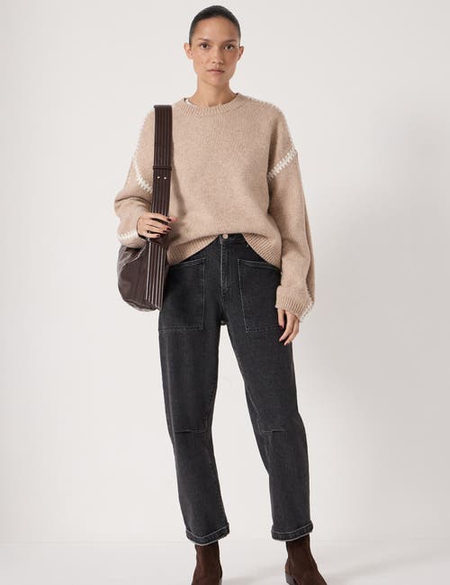 Hush Whitney Whipstitch Knitted Sweater In Neutral