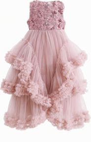 Tulleen Sequin & Cascading Tulle Gown