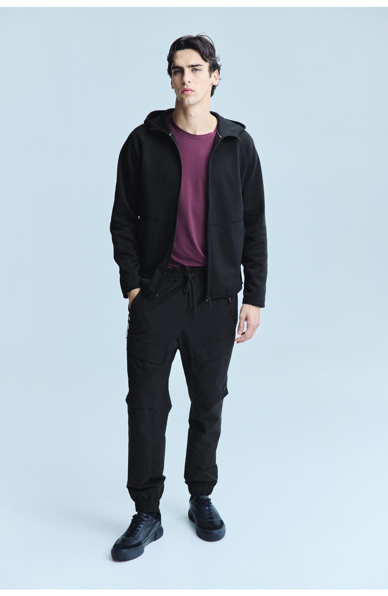 H&M Sports Zip-through Hoodie With Drymove, Alternate, color, Black