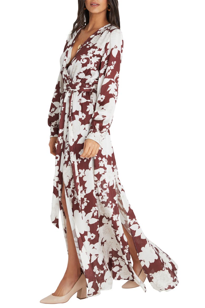 Collection Floral Print Long Sleeve Maxi Dress, Alternate, color, TAUPE/ BROWN