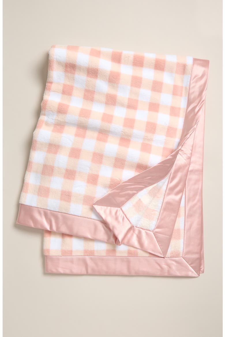 Baby Print Plush Blanket, Main, color, PINK LOTUS GINGHAM