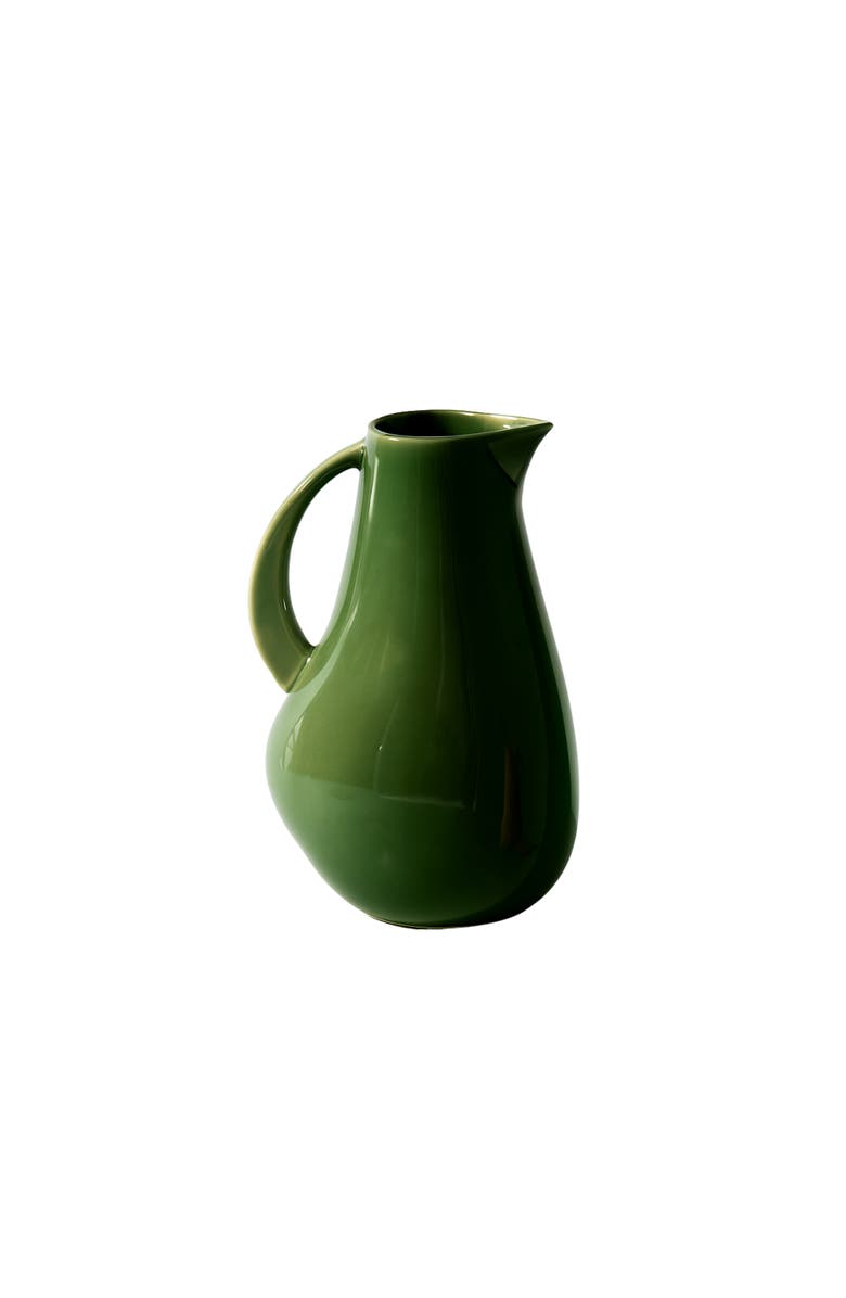 Gharyan Stoneware Kuduo Pitcher, Main, color, Shiny Green