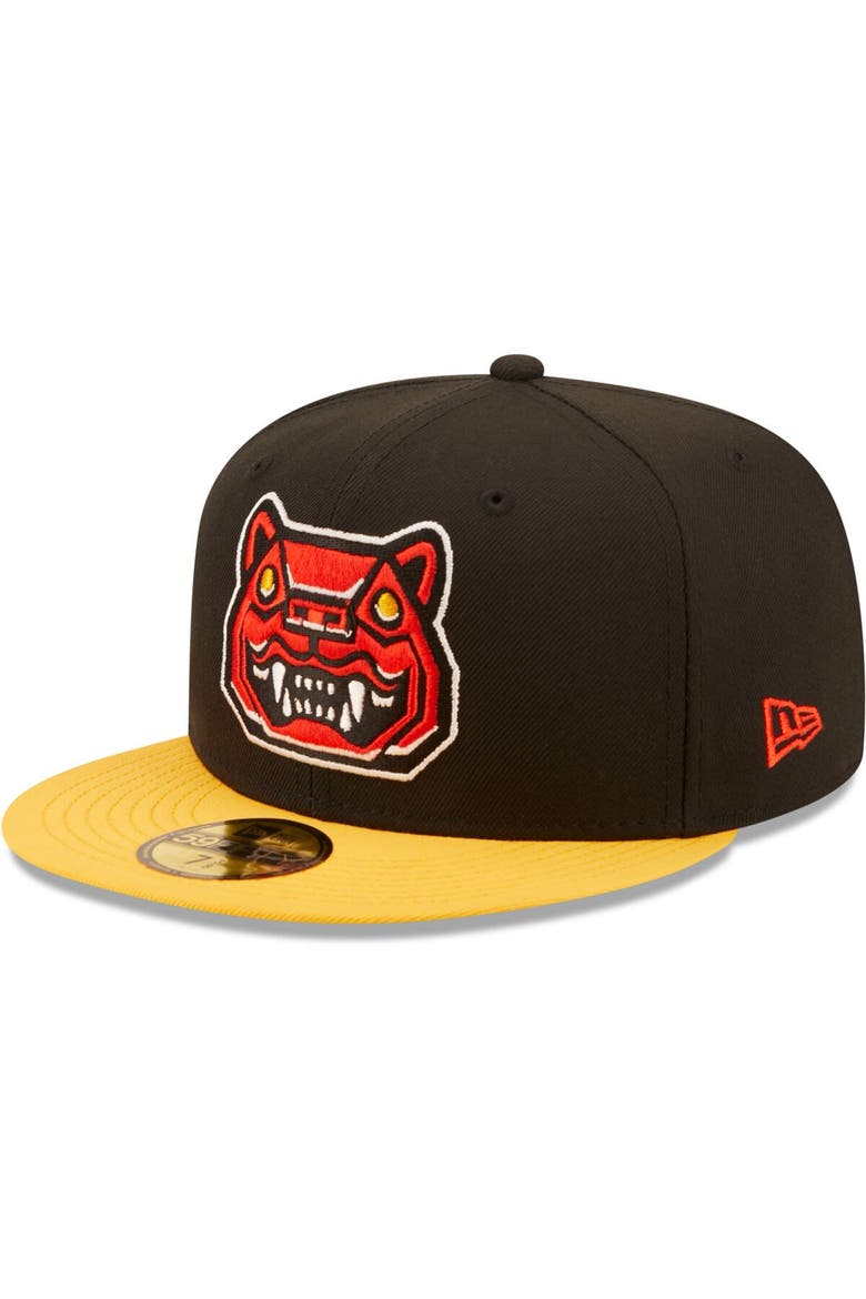 Men's New Era Black/Yellow Gatos Feroces de New Hampshire Copa De La Diversion 59FIFTY Fitted Hat, Main, color, Black