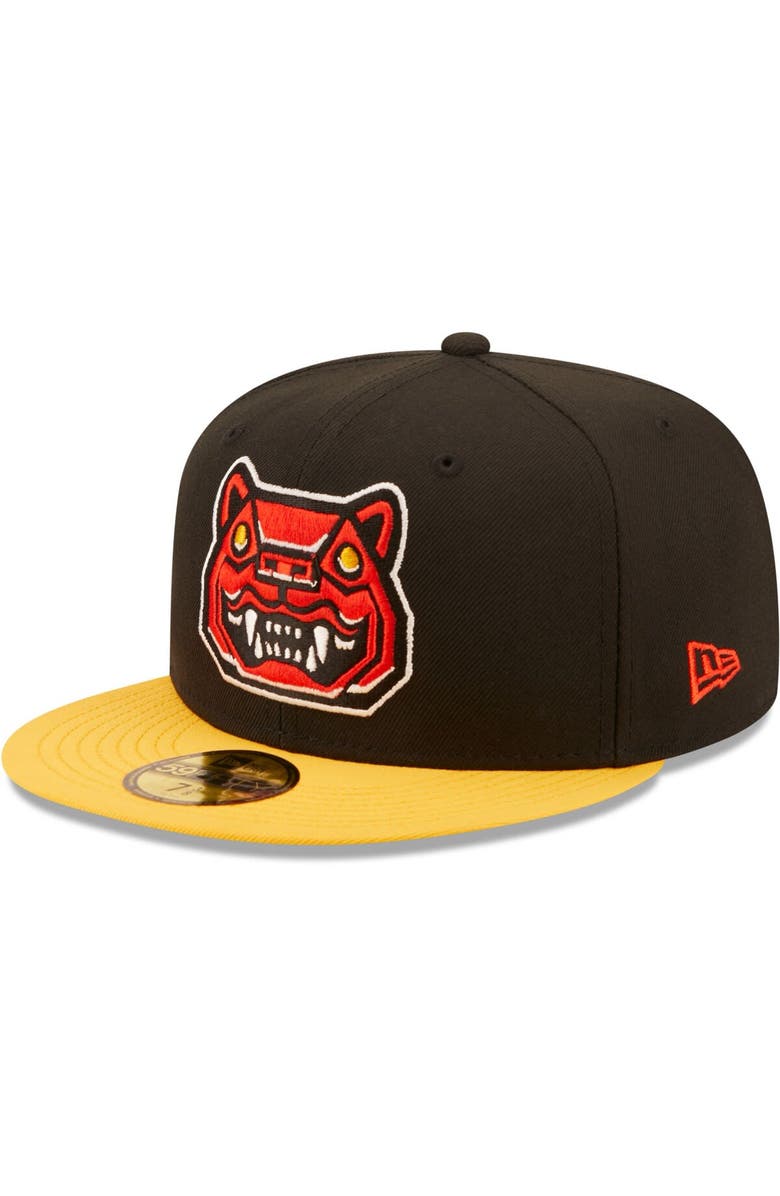 New Era Men's New Era Black/Yellow Gatos Feroces de New Hampshire Copa De La Diversion 59FIFTY Fitted Hat, Main, color, Black