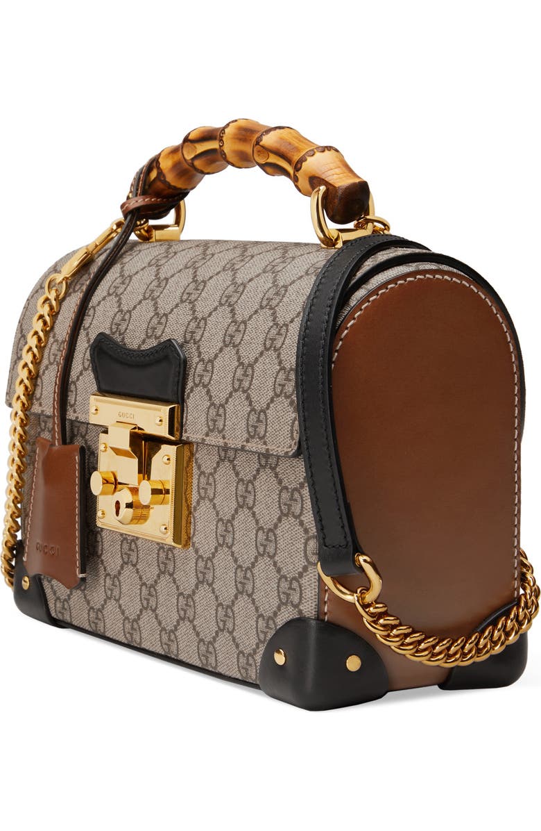 Gucci Padlock GG Supreme Canvas Bamboo Handle Shoulder Bag, Alternate, color,