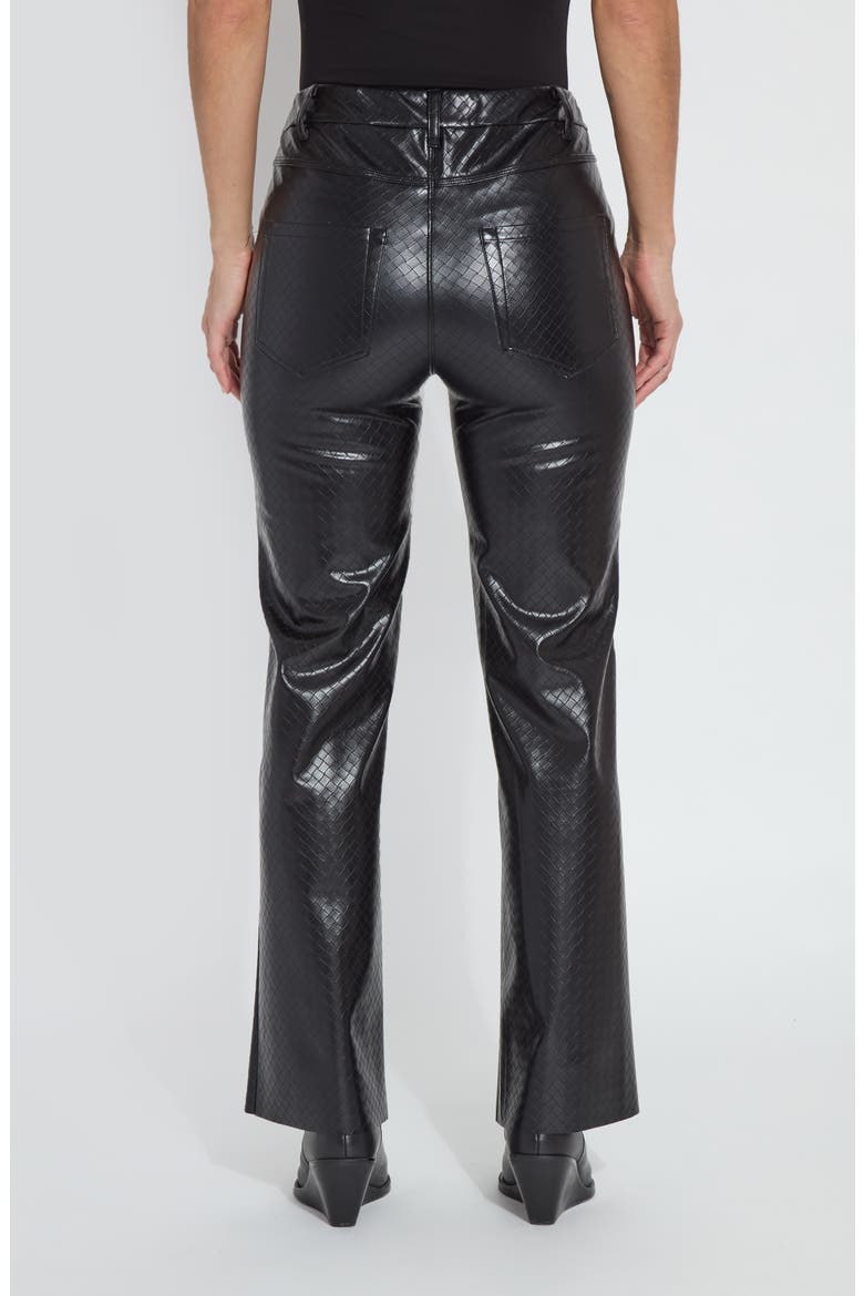 Amara Flare Faux Leather Pants, Alternate, color, BLACK WICKER TEXTURE