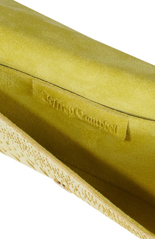 Jeffrey Campbell Halo-c Leather Clutch In Yellow Snake