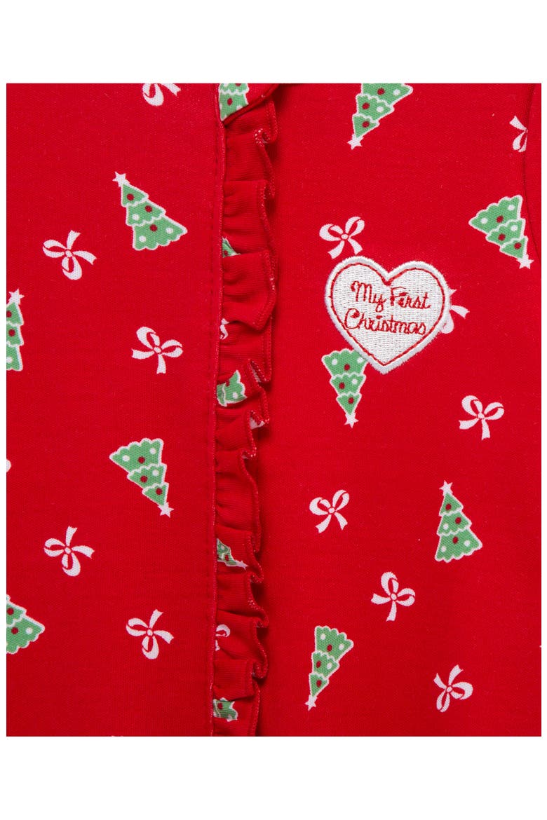 Pretty Trees Footie & Headband Set, Alternate, color, RED