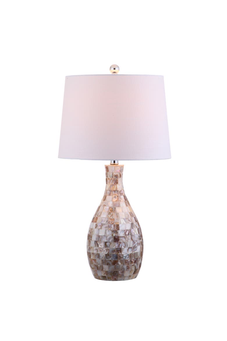 Verna 26.5" Seashell LED Table Lamp, Ivory/Beige, Main, color, Ivory/Beige