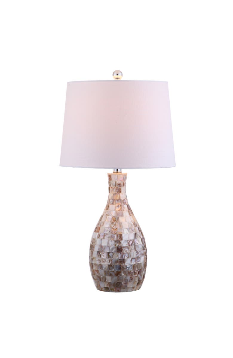 JONATHAN Y Verna 26.5" Seashell LED Table Lamp, Ivory/Beige, Main, color, Ivory/Beige