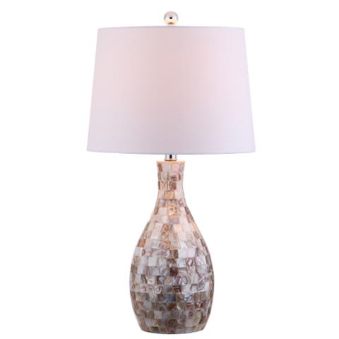 Verna 26.5" Seashell LED Table Lamp, Ivory/Beige