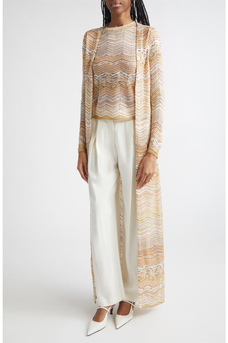 Metallic Zigzag Jacquard Duster, Alternate, color, LIGHT GOLD TONES