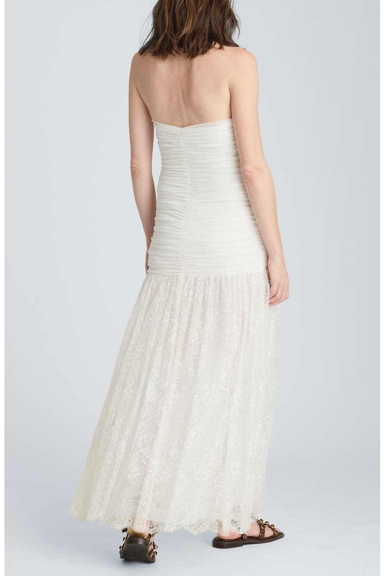 Strapless Mesh Maxi Dress, Alternate, color, PURE WHITE