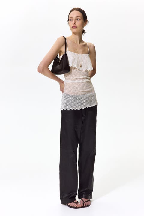 Pointelle-knit Strappy Top